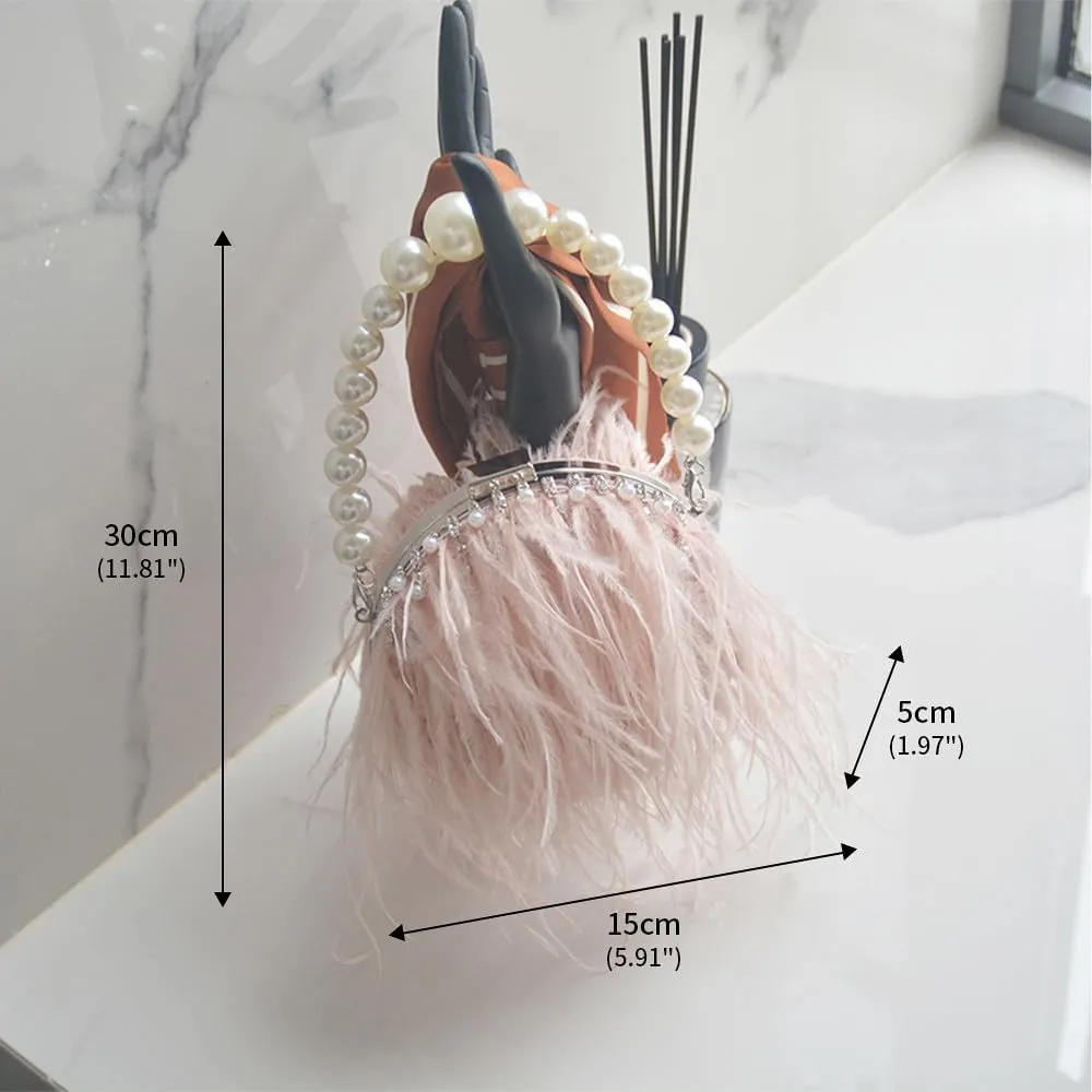 Ostrich Evening Bags for Women Feather Women Clutches Evening Ostrich Feather Purse Pearl Feather Clutch Party Pink