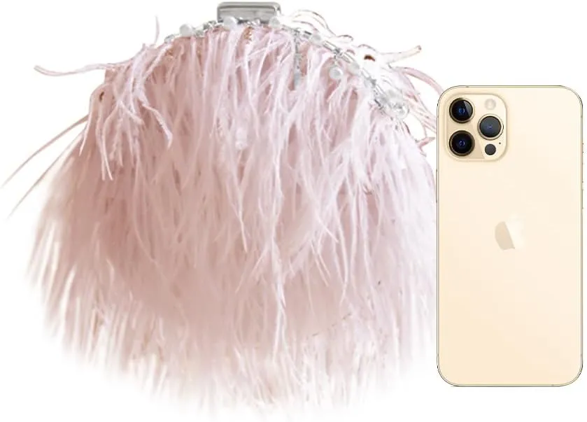 Ostrich Evening Bags for Women Feather Women Clutches Evening Ostrich Feather Purse Pearl Feather Clutch Party Pink