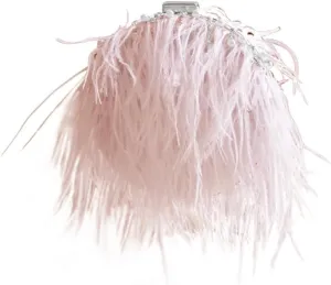 Ostrich Evening Bags for Women Feather Women Clutches Evening Ostrich Feather Purse Pearl Feather Clutch Party Pink