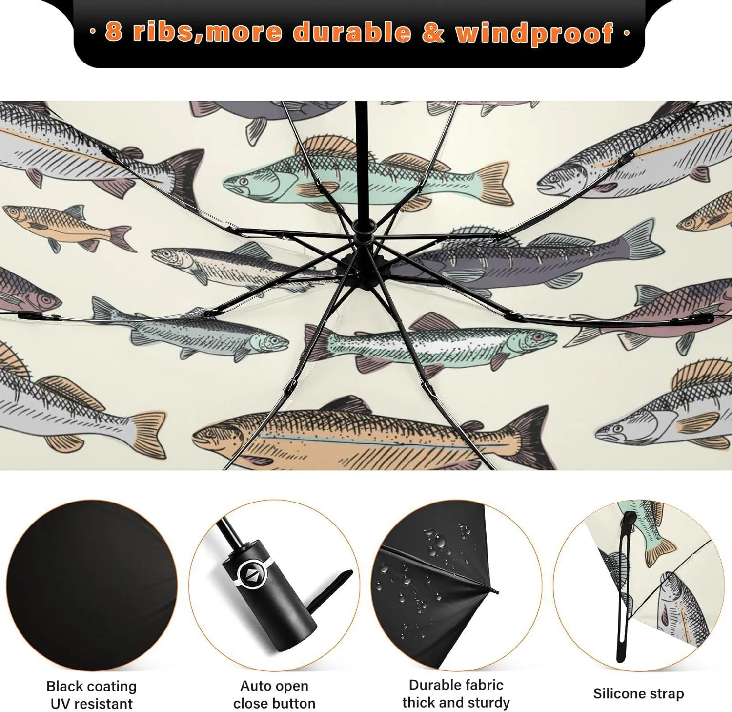 Oyihfvs Automatic Umbrella, Folding Umbrella Reinforced Anti-UV Sun rain Auto Open/Close