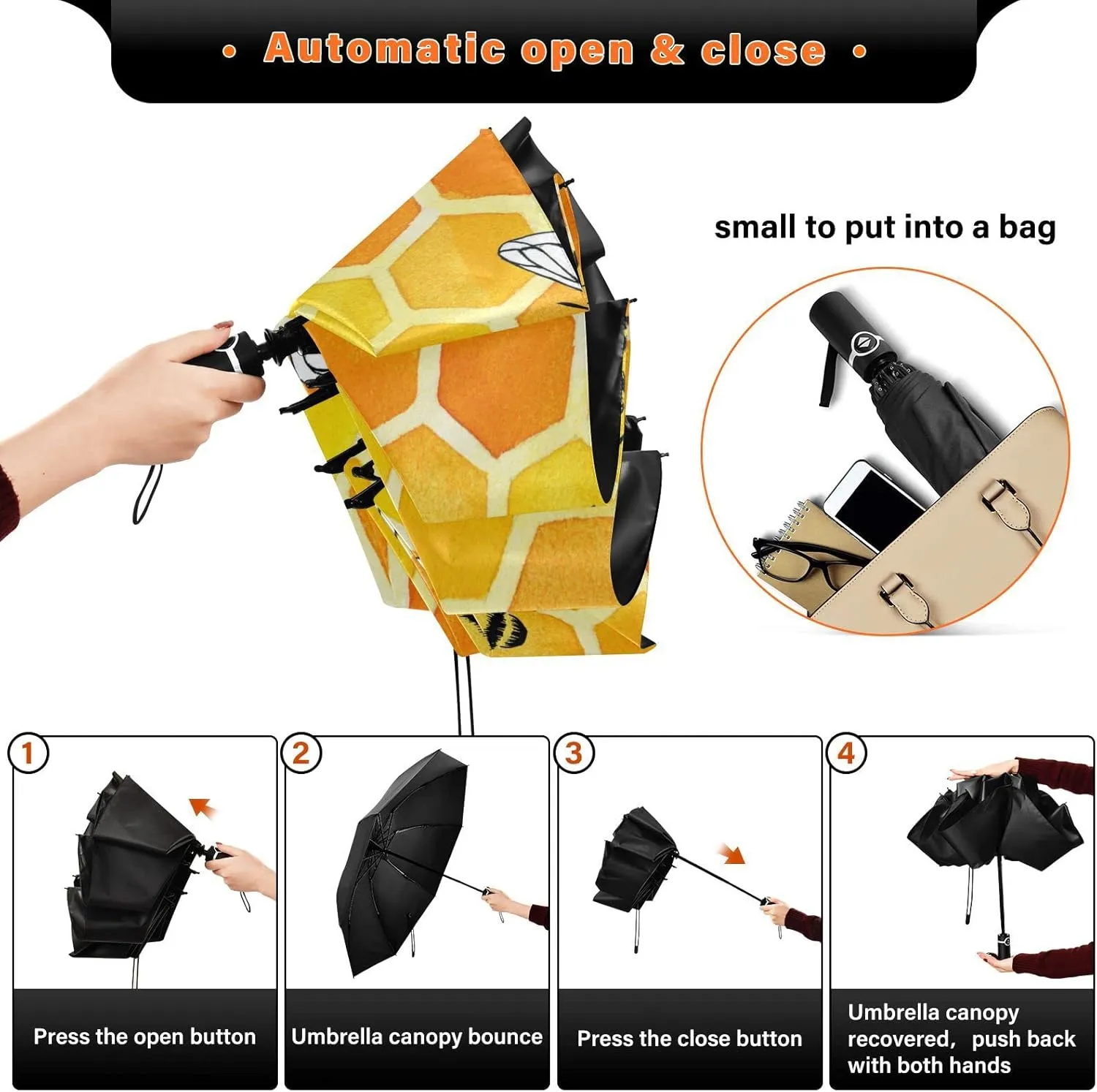 Oyihfvs Automatic Umbrella, Folding Umbrella Reinforced Anti-UV Sun rain Auto Open/Close