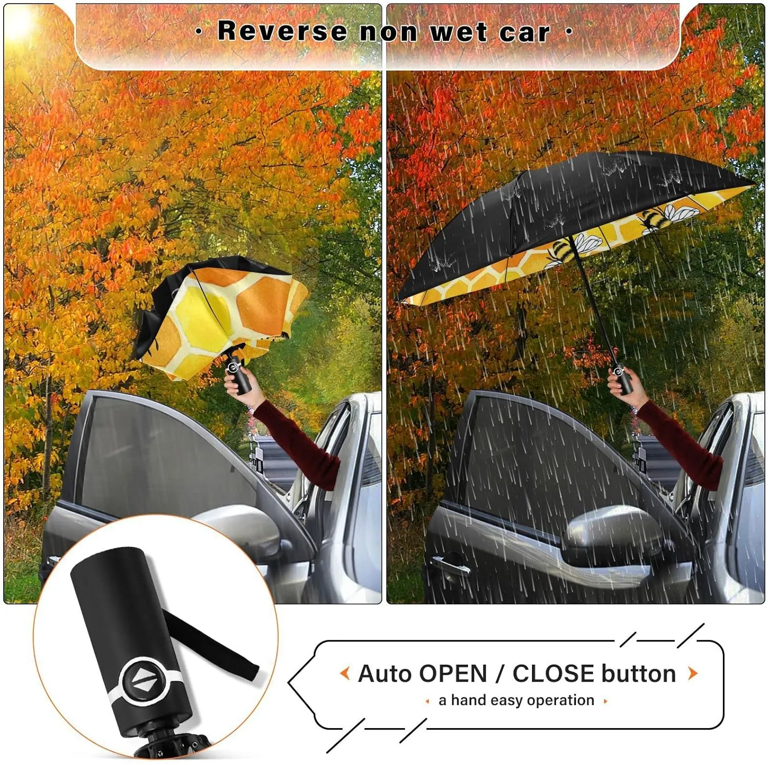 Oyihfvs Automatic Umbrella, Folding Umbrella Reinforced Anti-UV Sun rain Auto Open/Close