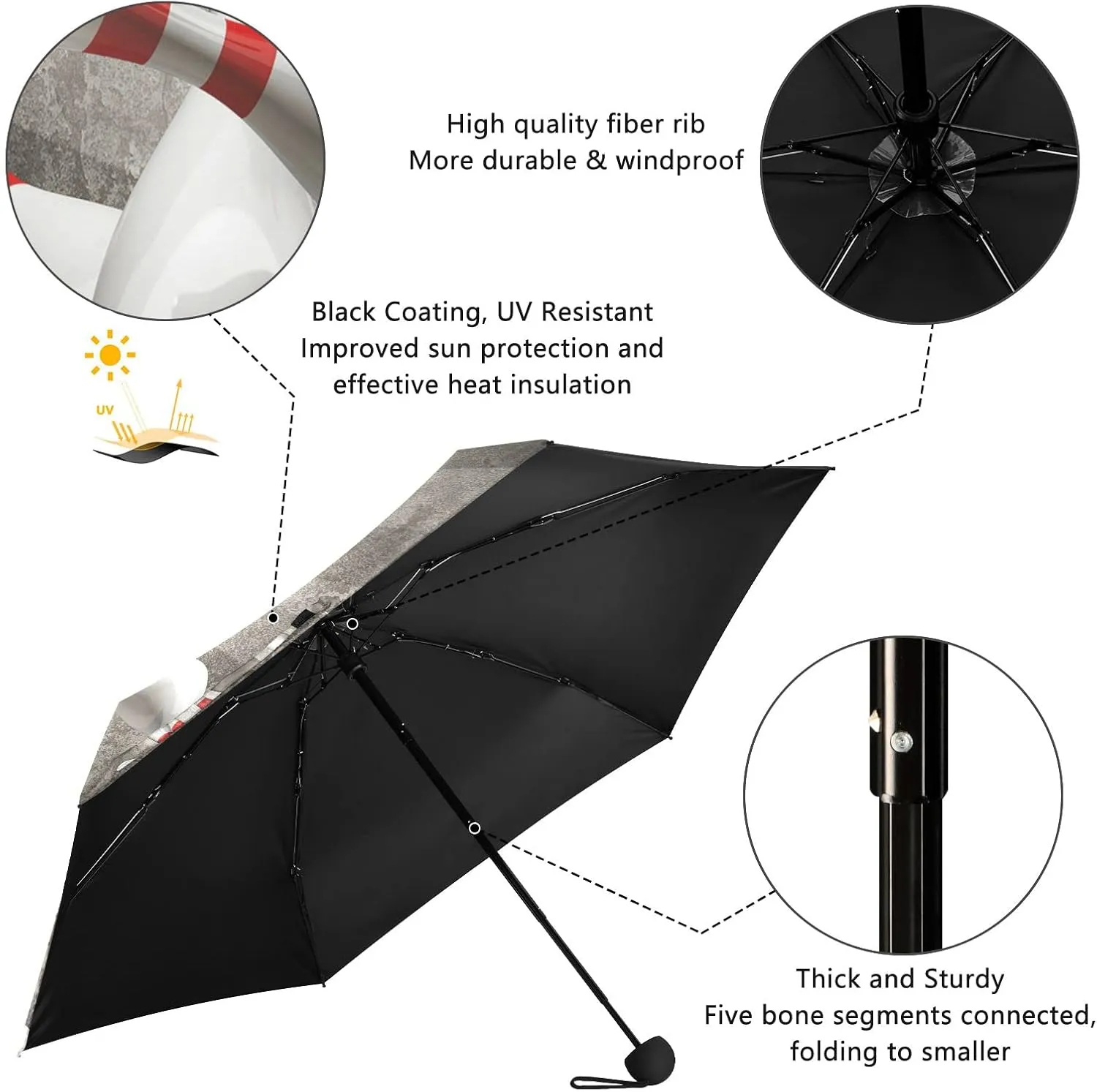 Oyihfvs Parasol Folding Umbrella, Reinforced Windproof Waterproof, Portable Compact Anti-UV Sun Rain Protection for Travel Outdoor