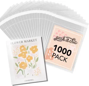 Pack It Chic - 11” X 14” (1000 Pack) Clear Resealable Polypropylene Bags - Fits 11X14 Prints, Photos, Documents - Self Seal