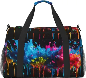 Paint Splatter Backdrop print Weekender Overnight Carry On Bag Gym Luggage Bag Duffel Bag for Travel Women