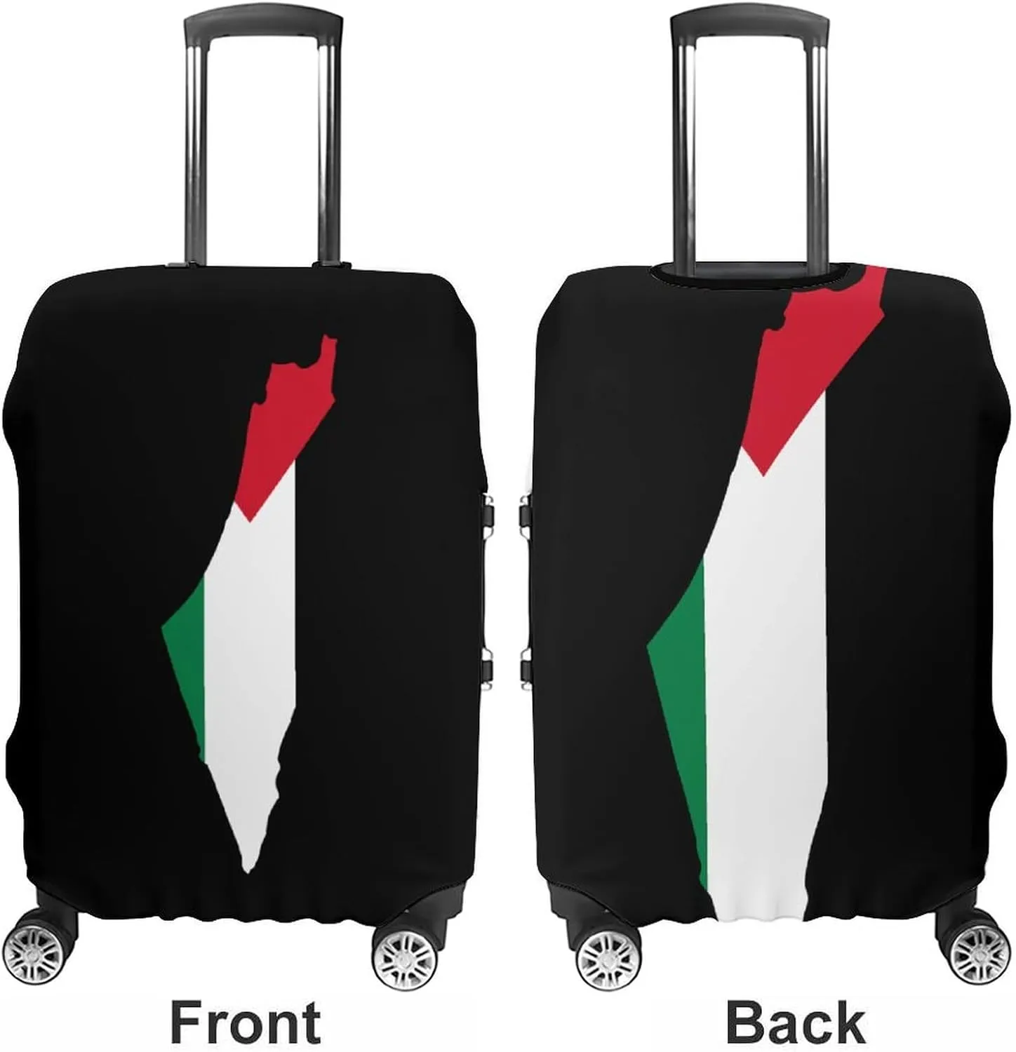 Palestine Flag Map Travel Luggage Case Cover Funny Baggage Protector Washable Suitcase Cover Fits 19-32 Inch
