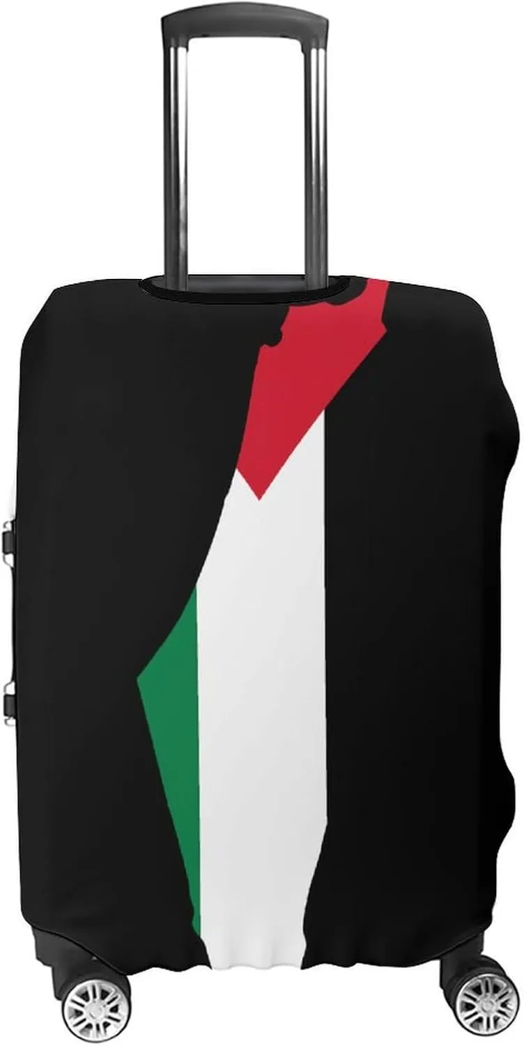 Palestine Flag Map Travel Luggage Case Cover Funny Baggage Protector Washable Suitcase Cover Fits 19-32 Inch