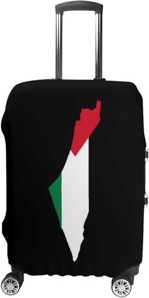 Palestine Flag Map Travel Luggage Case Cover Funny Baggage Protector Washable Suitcase Cover Fits 19-32 Inch