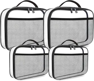 PandaEar 4 Pack Toy Storage Zippered Bags, Clear PVC Portable Organizer Bags with Manual Pockets for Board Games, Puzzles, Building Blocks, Book & Small Toys -Small, Large