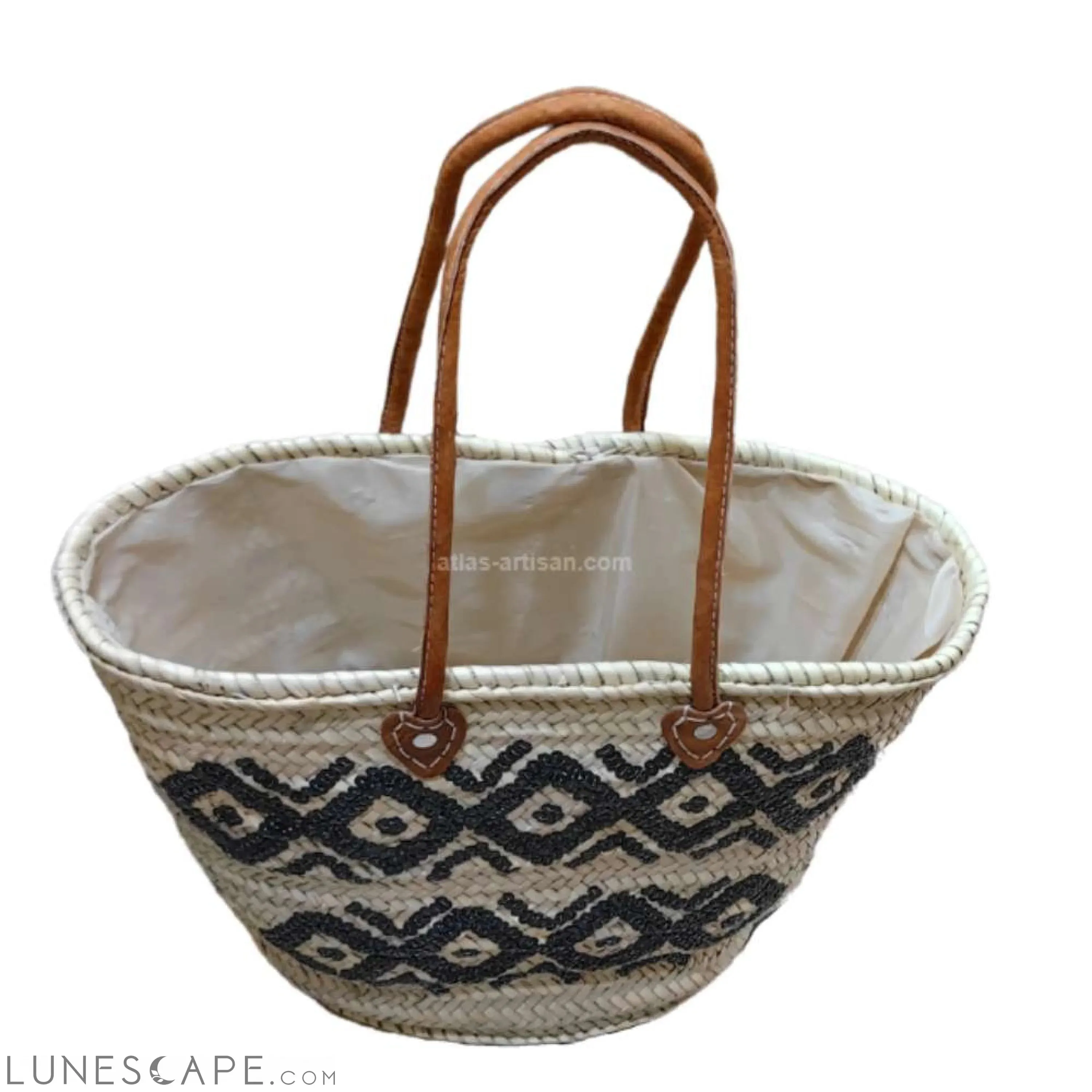 Panier Lupin Open Top Lined Sequins Raffa Shoulder Tote with Leather Straps