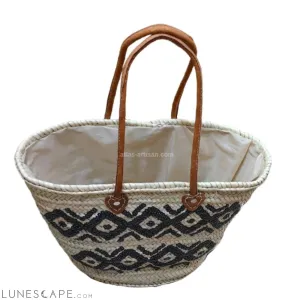 Panier Lupin Open Top Lined Sequins Raffa Shoulder Tote with Leather Straps
