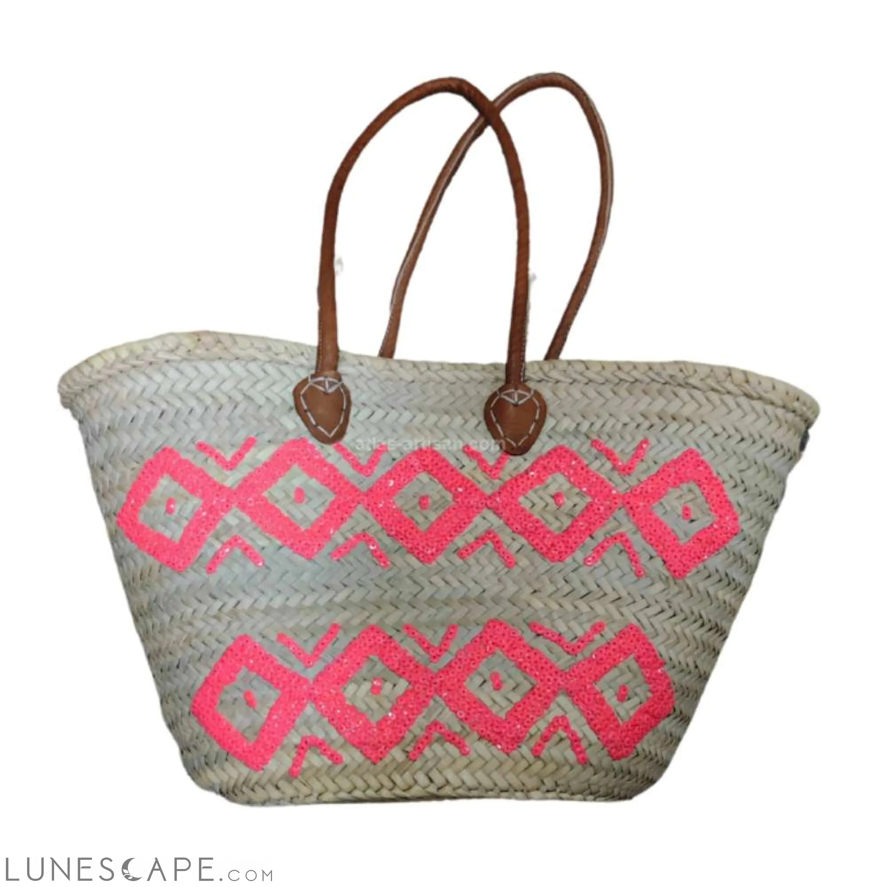 Panier Lupin Open Top Lined Sequins Raffa Shoulder Tote with Leather Straps
