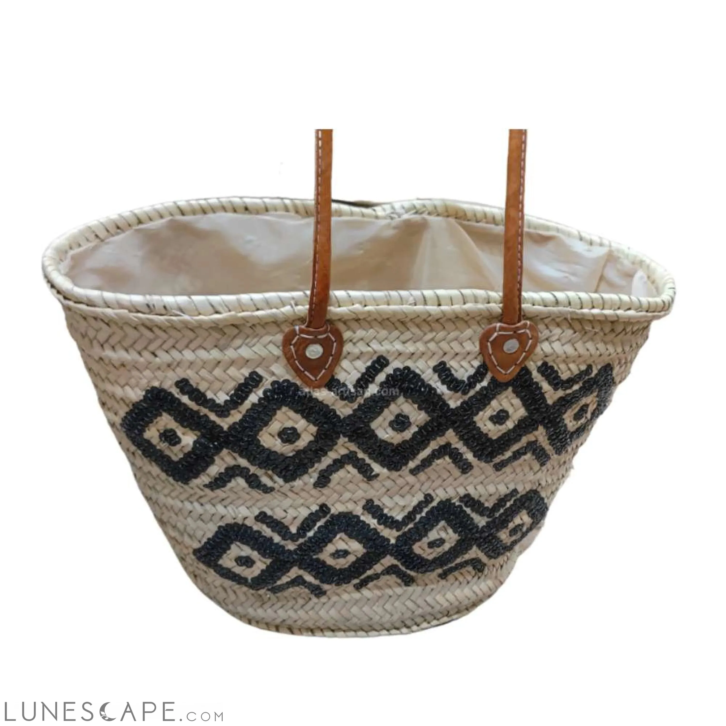 Panier Lupin Open Top Lined Sequins Raffa Shoulder Tote with Leather Straps