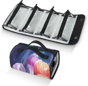 Pardick Ocean Jellyfish Travel Toiletry Bag Cosmetic Bag Organizer Foldable Waterproof Makeup Bags with 4 PVC Pouches Clear Travel Organizer Bags for Luggage Business Trip
