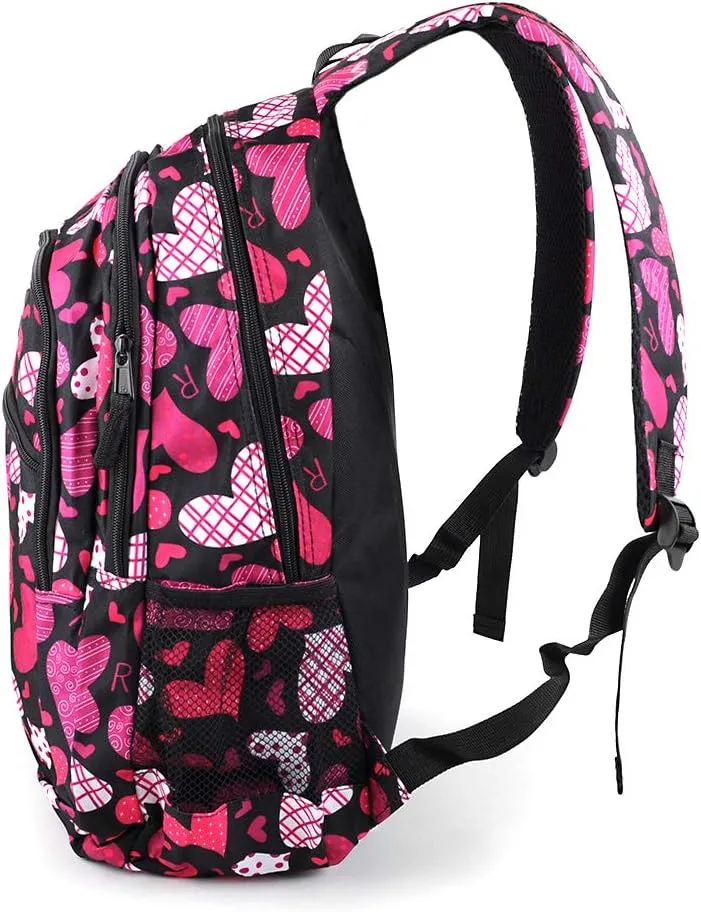 Parquet Novelty Backpacks -Travel Backpack For Outdoors,Luggage,Laptops -Sports Bookbag- Lightweight and Upgraded, Hearts, (Pink)