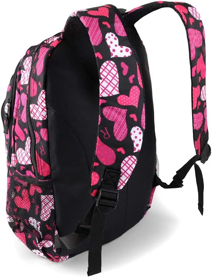 Parquet Novelty Backpacks -Travel Backpack For Outdoors,Luggage,Laptops -Sports Bookbag- Lightweight and Upgraded, Hearts, (Pink)