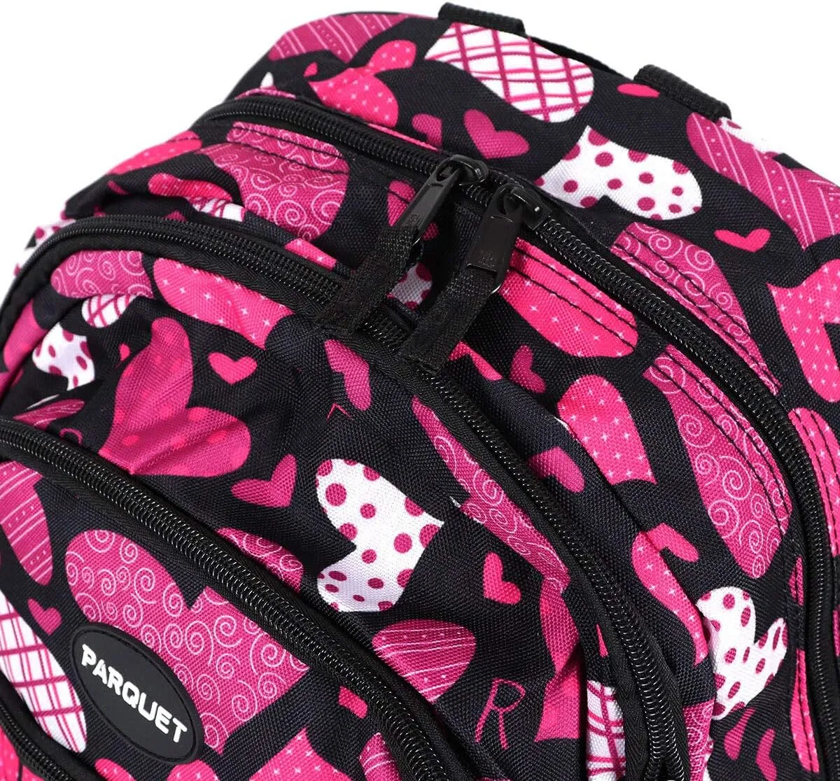 Parquet Novelty Backpacks -Travel Backpack For Outdoors,Luggage,Laptops -Sports Bookbag- Lightweight and Upgraded, Hearts, (Pink)
