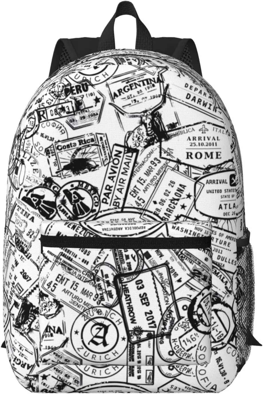 Passport Travel Stamp 17 Inch Backpacks Multipurpose Laptop Backpack Double Shoulder Bag for Men Women Gifts