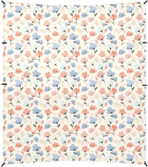 Pastel Colored Flowers Beach Tent UPF50  Water-Resistant Shade Sun Shelter with Sand Pockets for Family Trips, Picnics & Camping