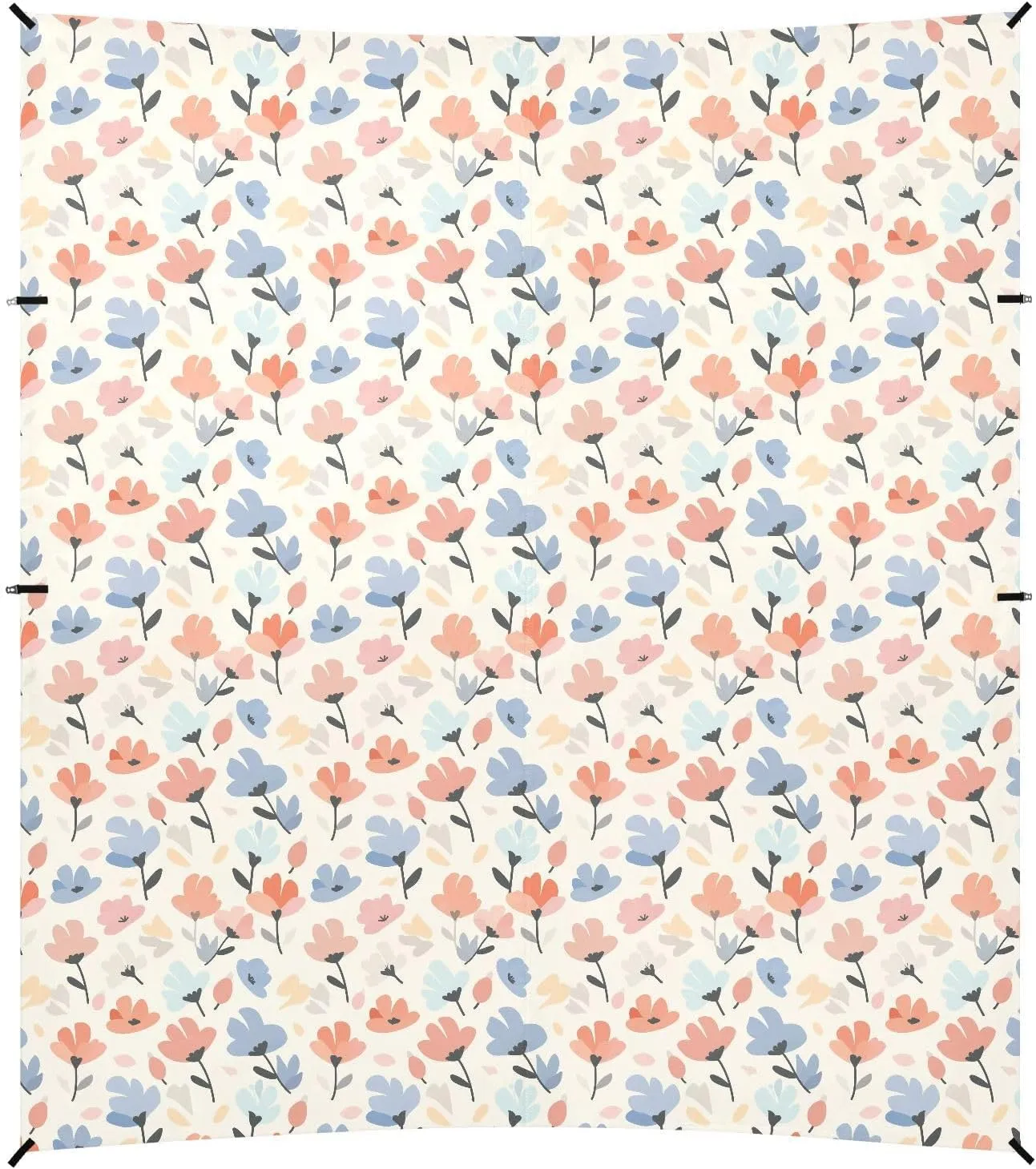 Pastel Colored Flowers Beach Tent UPF50  Water-Resistant Shade Sun Shelter with Sand Pockets for Family Trips, Picnics & Camping