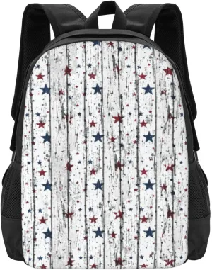 Patriotic Stars Distressed Wood Lightweight Packable Backpack Travel Casual Large Capacity Daypack Foldable Backpack For Men Women