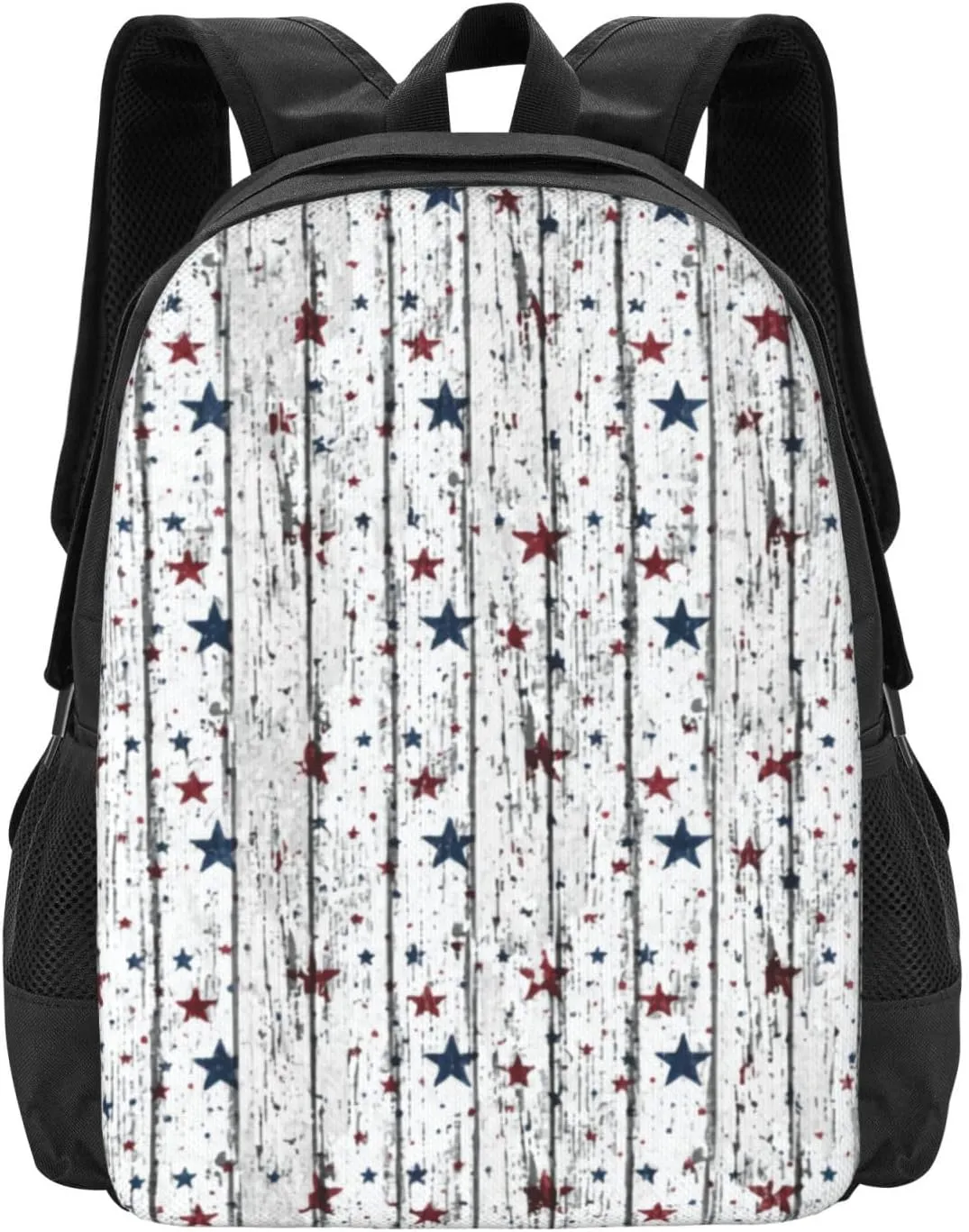Patriotic Stars Distressed Wood Lightweight Packable Backpack Travel Casual Large Capacity Daypack Foldable Backpack For Men Women