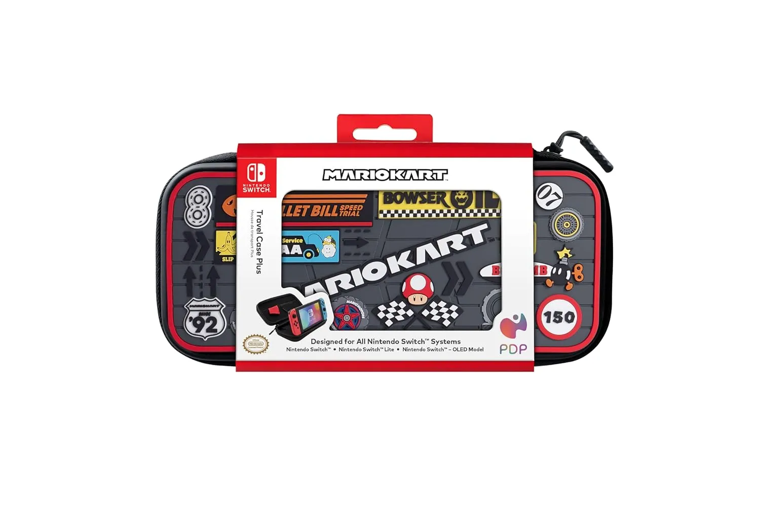 PDP Travel Case Plus with Wrist Strap, Built-in Stand & Storage Pockets - Compatible with Nintendo Switch/Lite/OLED - Mario Kart Sponsors