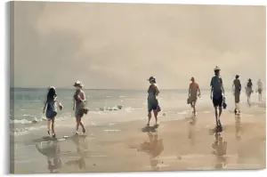 Peaceful Summer Beach Walk Poster Leisurely Seaside Stroll Vibrant Postertrend Poster, Posters for Girls Room, Boys Room Decor, Living Room Decor Wall ArFrame-style 12x18inch(30x45cm)