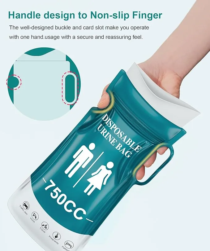 Pee Bags for Travel for Men,Disposable Urine Bags with Handle,Emergency Toilet Pee Bags,Pee Bags for Travel for Women Men,Pregnant,Patient,Kids,Travel,Car,Camping,Hiking