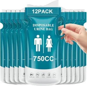 Pee Bags for Travel for Men,Disposable Urine Bags with Handle,Emergency Toilet Pee Bags,Pee Bags for Travel for Women Men,Pregnant,Patient,Kids,Travel,Car,Camping,Hiking