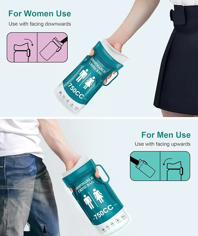 Pee Bags for Travel for Men,Disposable Urine Bags with Handle,Emergency Toilet Pee Bags,Pee Bags for Travel for Women Men,Pregnant,Patient,Kids,Travel,Car,Camping,Hiking
