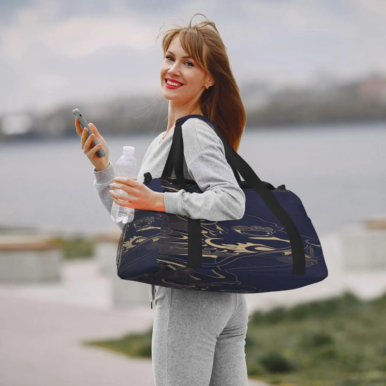 Peeping Lion Travel Duffel Bag Large Foldable Waterproof Overnight Bag For Beach Swim Bags Pool Sports Gym