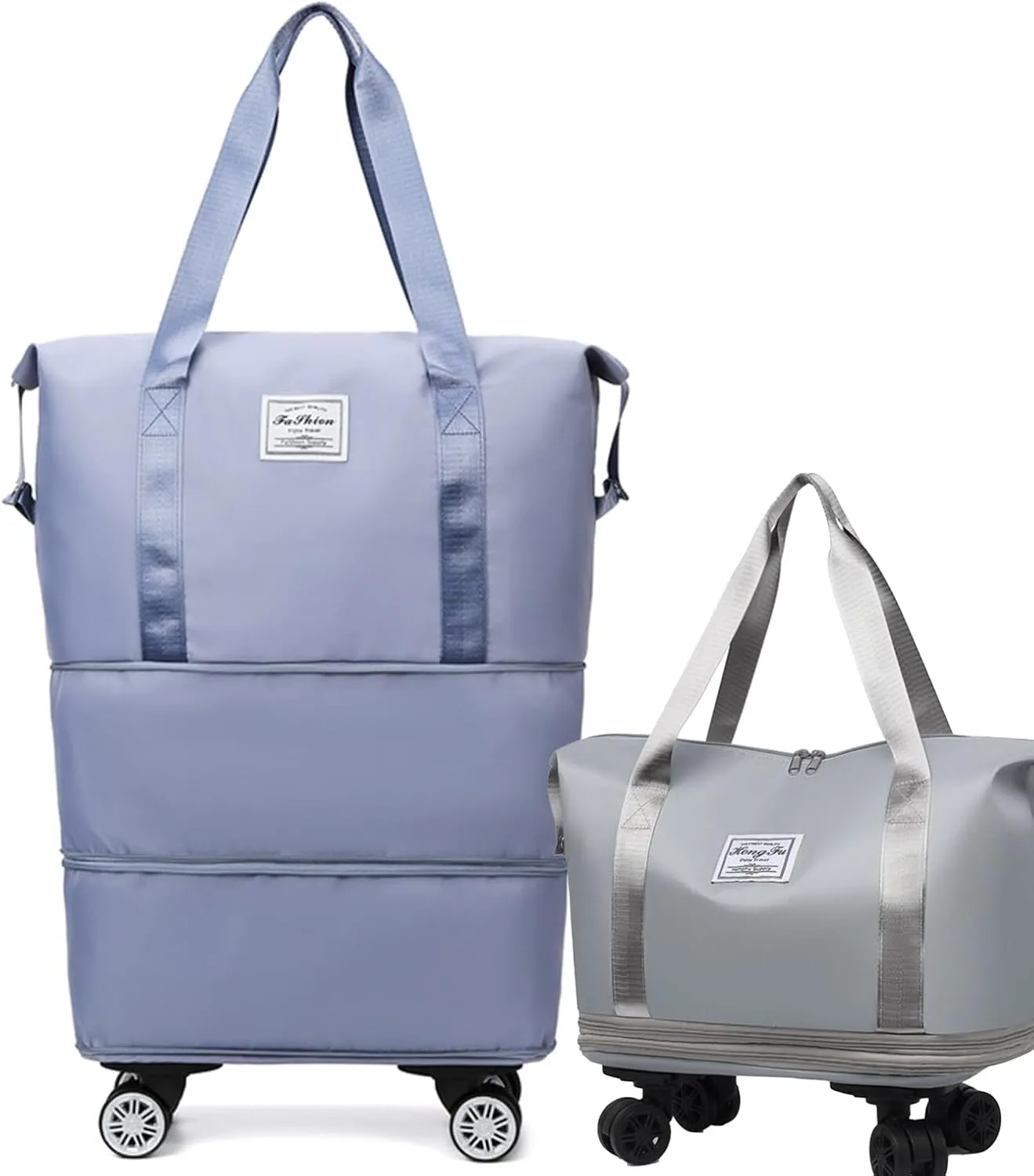 Pepepo Travel Bag with Wheels, 2025 New Large Capacity Travel Bag, Expandable and Foldable Luggage Bags, With Dry and Wet Separation Layer, Durable & Multi-functional Design (Blue)
