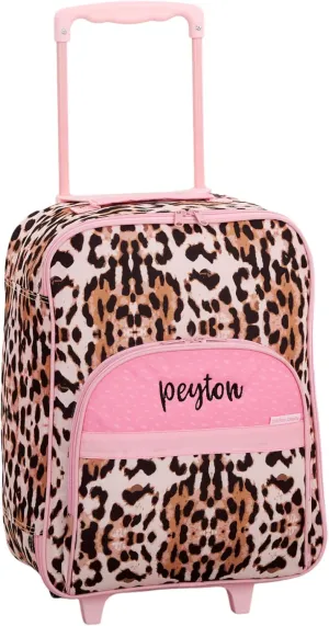 Personalization Universe Leopard Print Personalized Kids Rolling Luggage by Stephen Joseph - Custom Embroidered - Carry-On Size with Wheels - Perfect for Travel