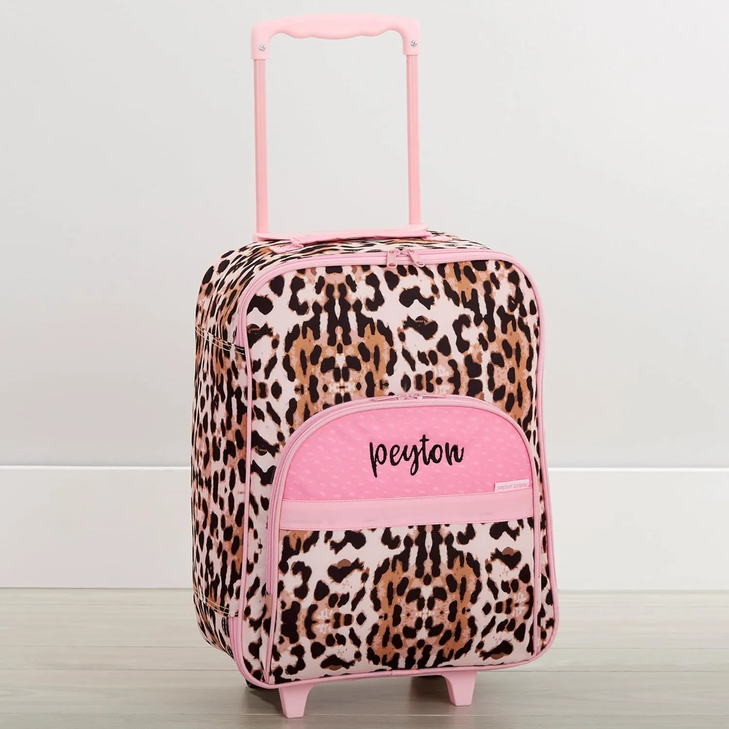 Personalization Universe Leopard Print Personalized Kids Rolling Luggage by Stephen Joseph - Custom Embroidered - Carry-On Size with Wheels - Perfect for Travel