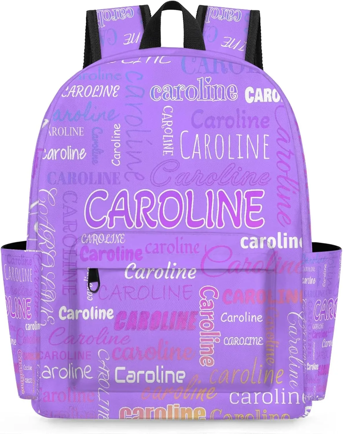 Personalized Backpack Bag with Name Lightweight Custom Shoulder Bags Waterproof Casual Backpacks Travel Laptop Bag 15.1in, Light Purple