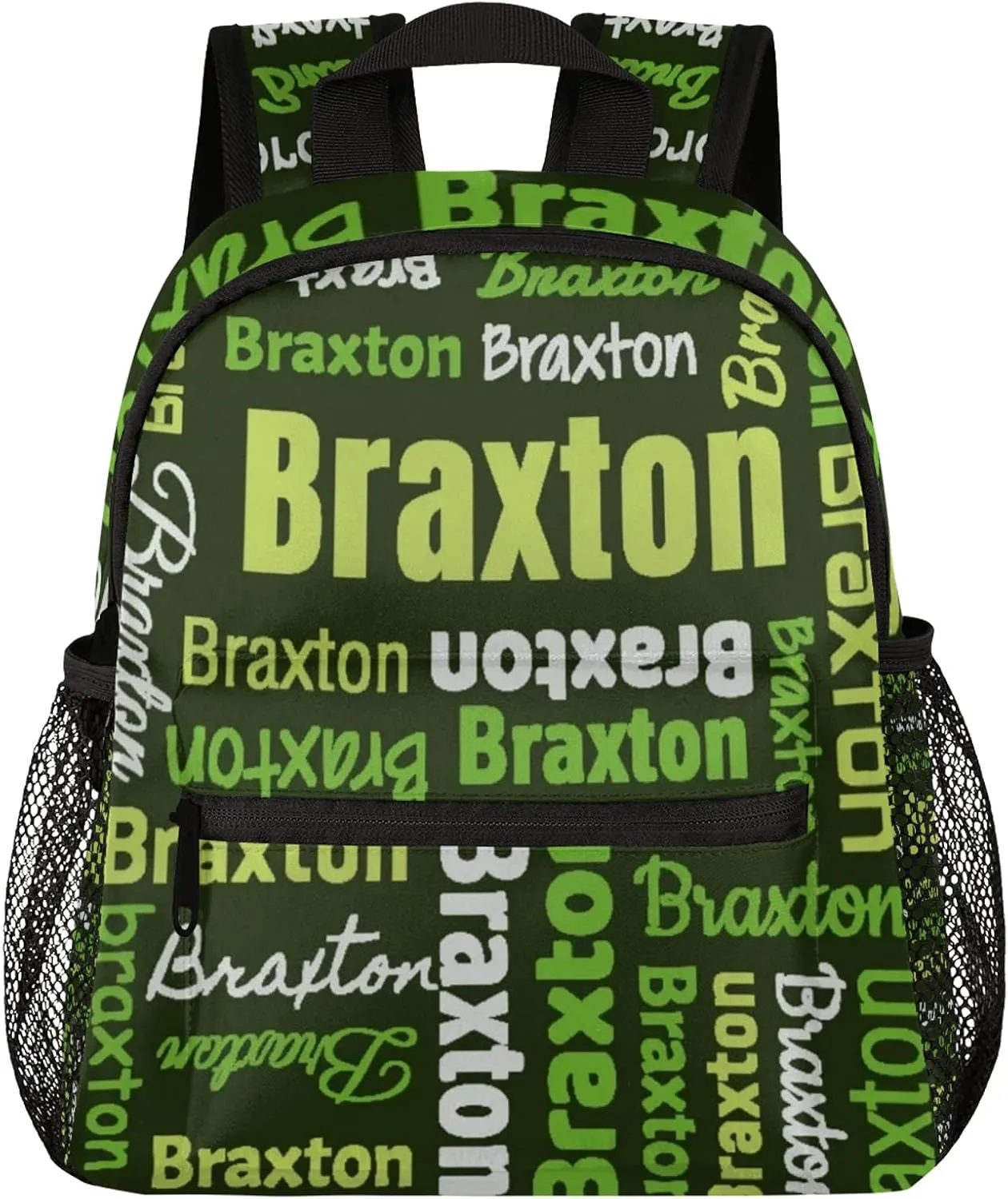 Personalized Backpacks with Name Customized Shoulder Bag Gifts for Women Men Waterproof Travel Casual Backpack 12in, Black Green