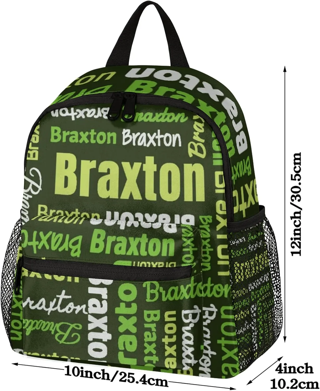 Personalized Backpacks with Name Customized Shoulder Bag Gifts for Women Men Waterproof Travel Casual Backpack 12in, Black Green