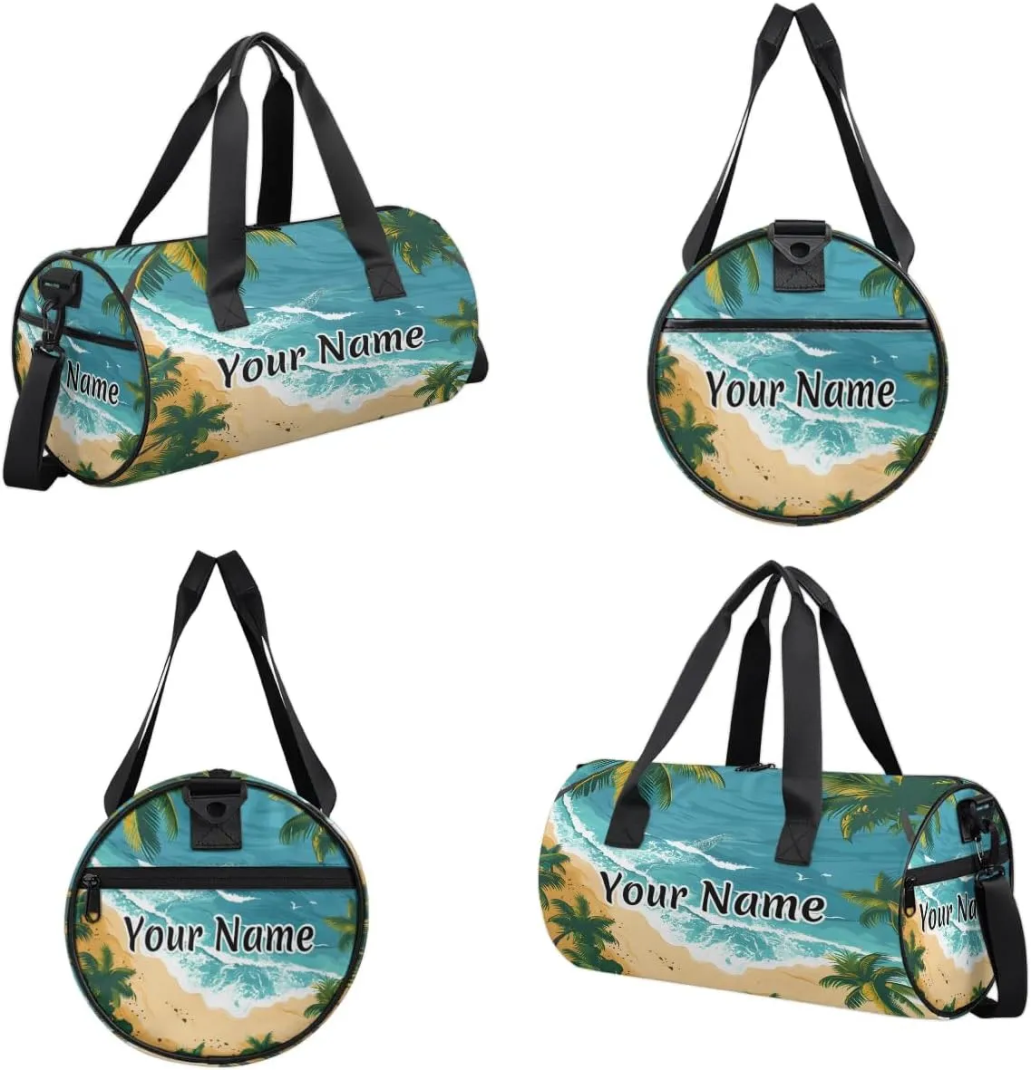 Personalized Duffel Bag for Women, Custom Ocean Beach Theme Gym Bag for Sports, Waterproof Dance Bag with Name, Lightweight Carryon Gym Bag, Tropical Palm Tree
