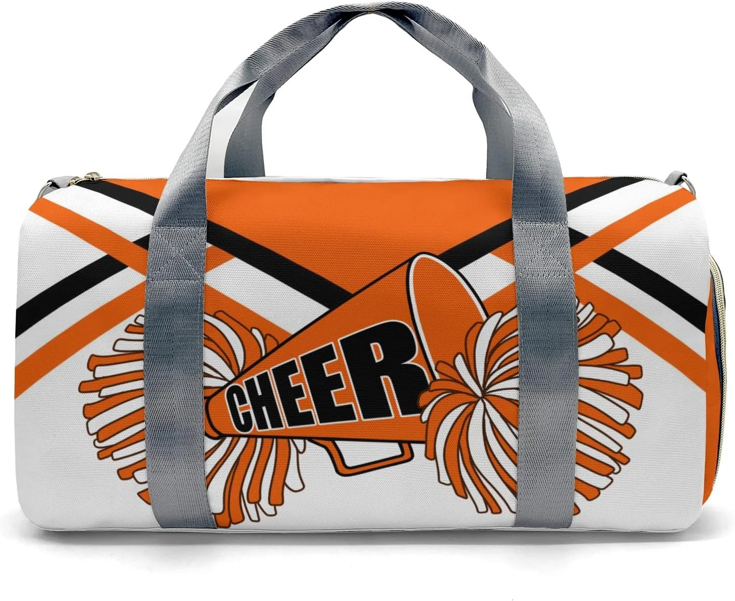 Personalized Duffel Bag Orange White Cheer Cheerleader Waterproof Sport Gym Travel Perform Training Bags with Name
