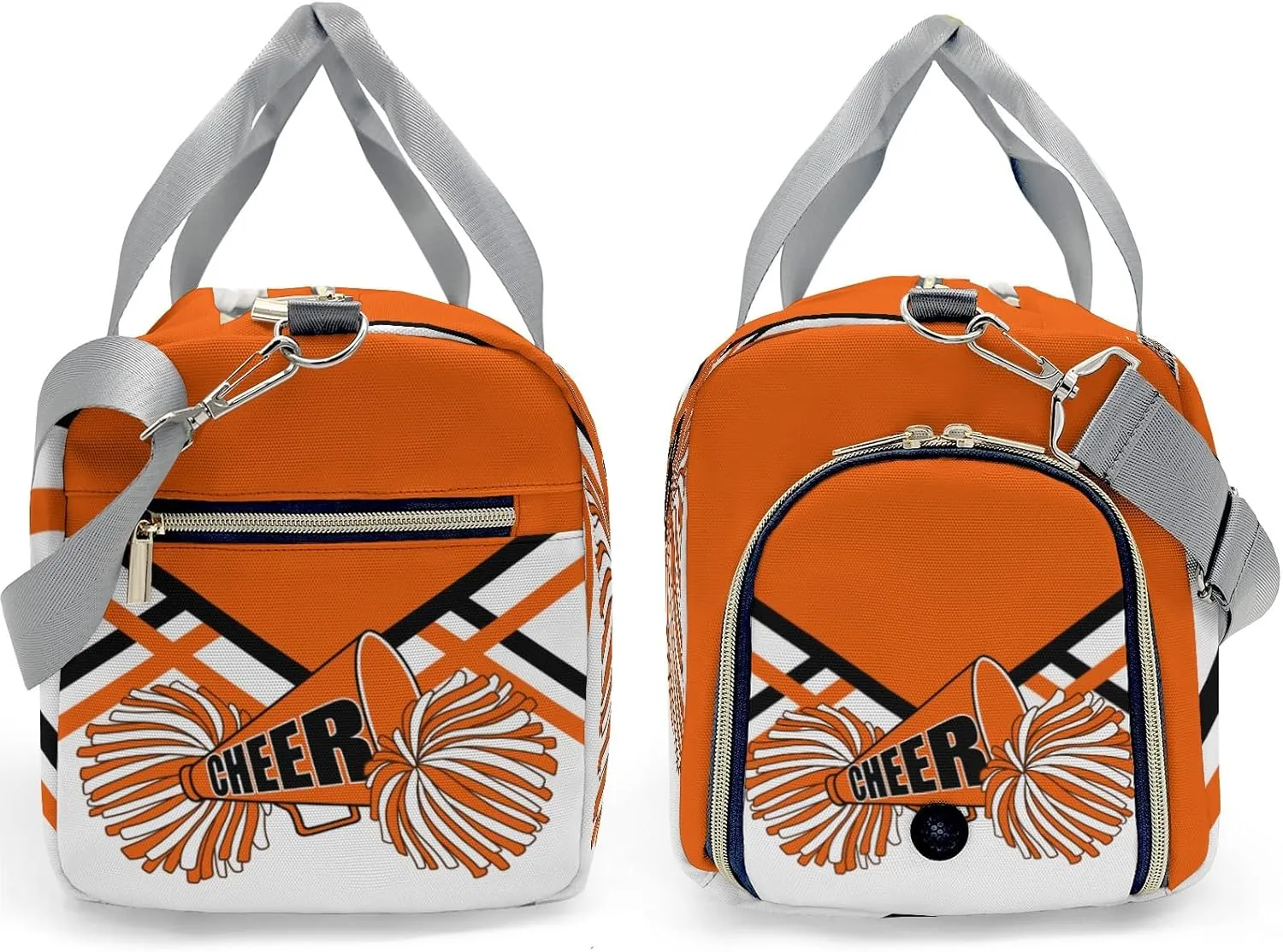 Personalized Duffel Bag Orange White Cheer Cheerleader Waterproof Sport Gym Travel Perform Training Bags with Name