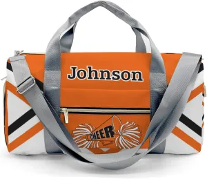 Personalized Duffel Bag Orange White Cheer Cheerleader Waterproof Sport Gym Travel Perform Training Bags with Name