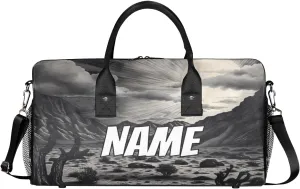 Personalized Gobi Landscape Travel Duffel Bag with Name, Custom Gym Sport Bag Hot Desert Carry On Weekend Overnight Duffel Bag for Men Women