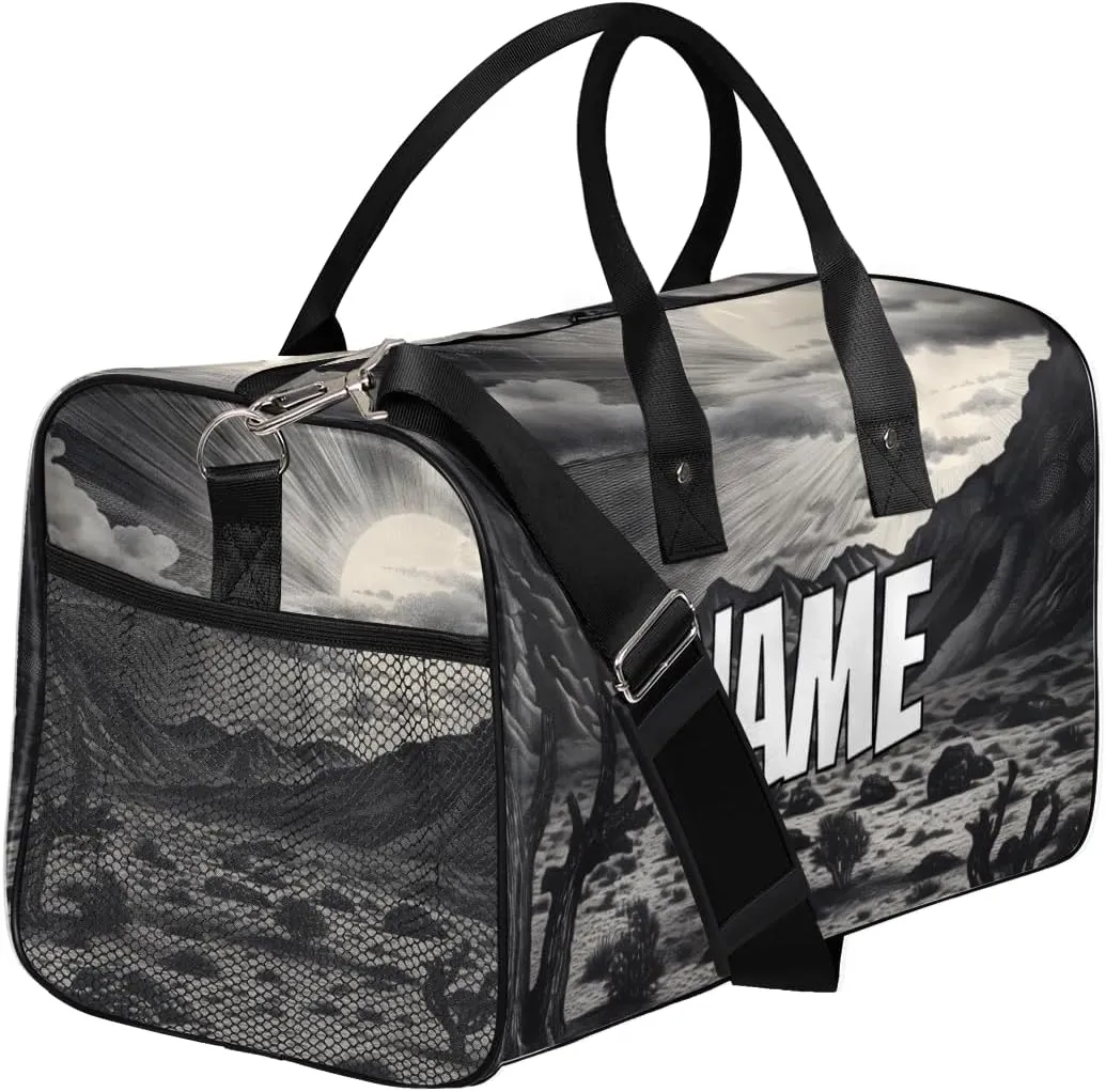 Personalized Gobi Landscape Travel Duffel Bag with Name, Custom Gym Sport Bag Hot Desert Carry On Weekend Overnight Duffel Bag for Men Women