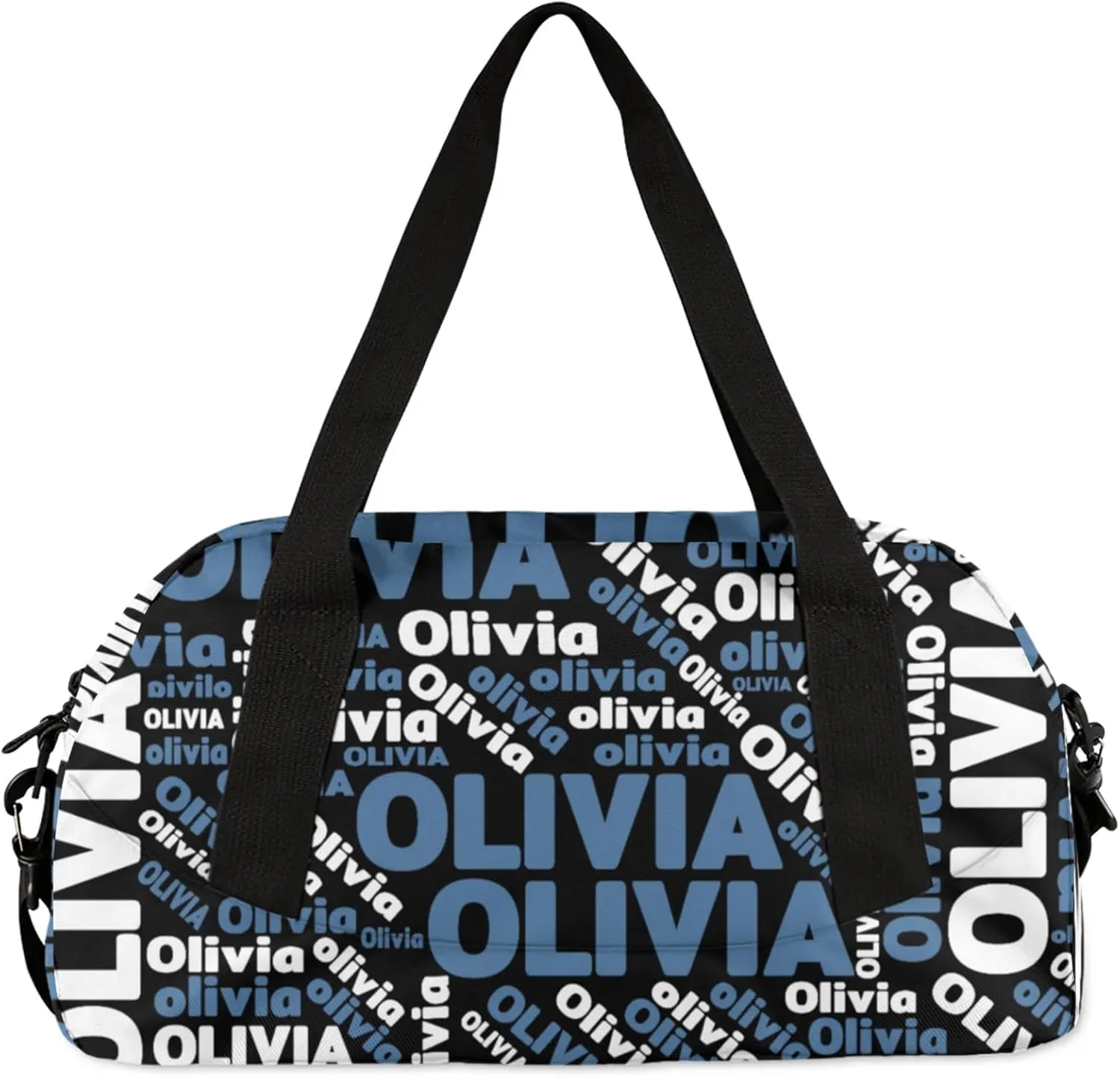 Personalized Gym Sport Duffel Bag with Name Custom Travel Overnight Bag Waterproof Customized Dance Bag Carry-On Tote 18.5in, Blue Black