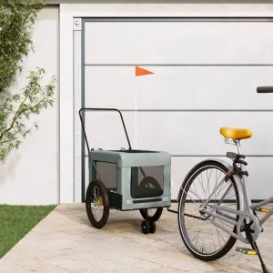 Pet Bike Trailer for Comfort and Safety, Durable Fabric and Iron Design, for Pets on The Go, Grey and Black