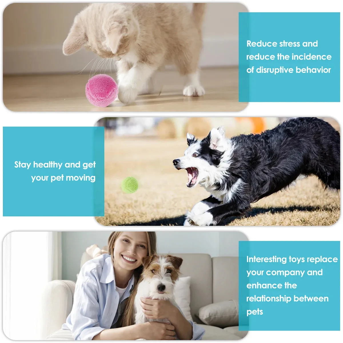 Pet Electric Rolling Ball   4 Colorful Toy Ball Bags
