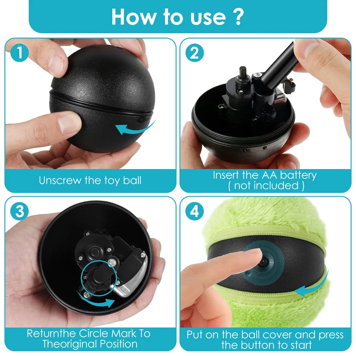 Pet Electric Rolling Ball   4 Colorful Toy Ball Bags