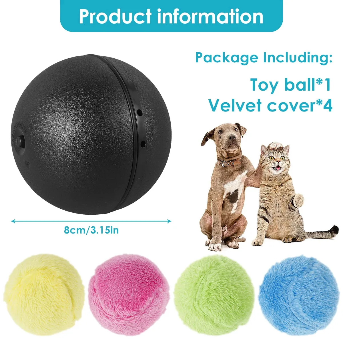 Pet Electric Rolling Ball   4 Colorful Toy Ball Bags