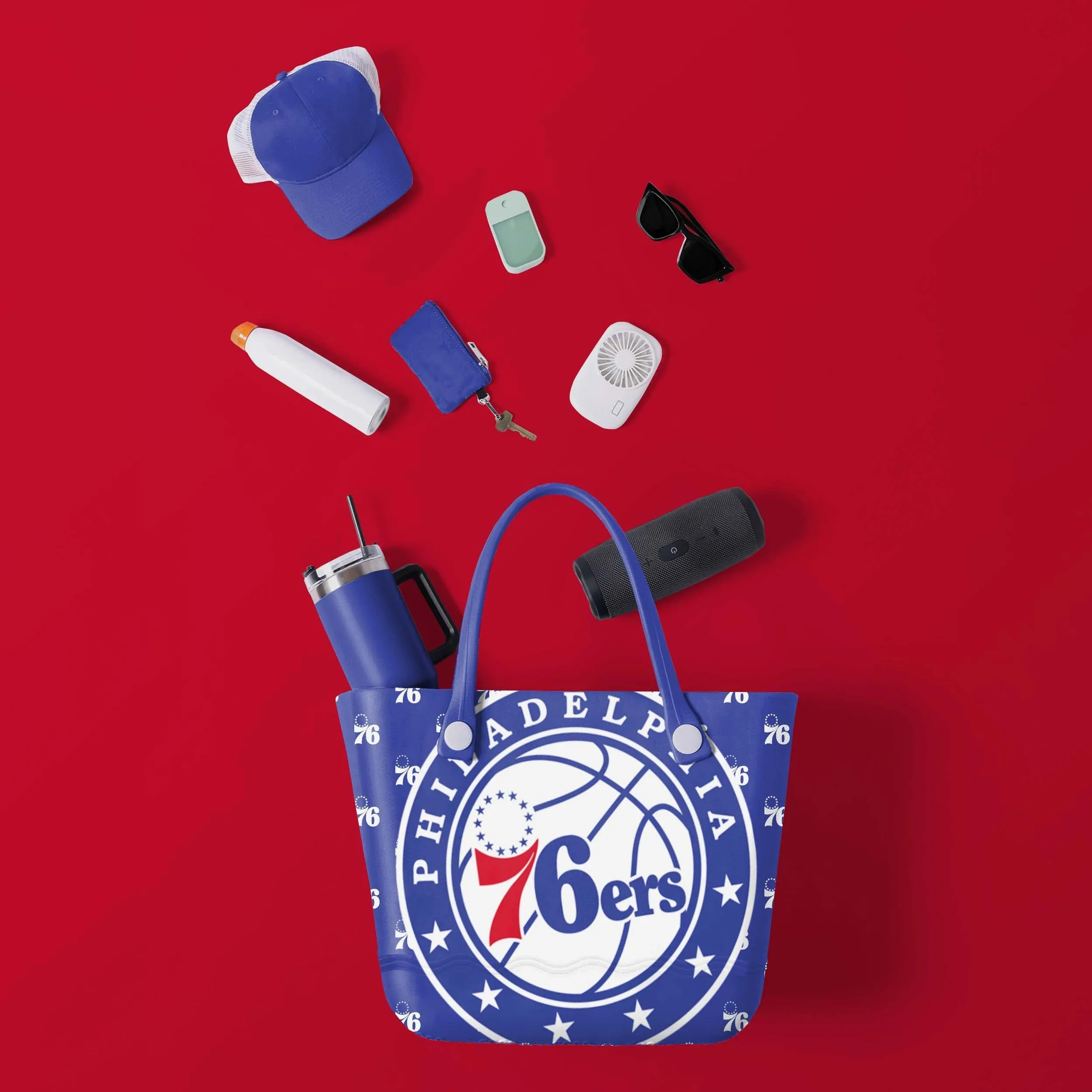 Philadelphia 76ers Big Logo Mini Print Tailgate Tote Bag